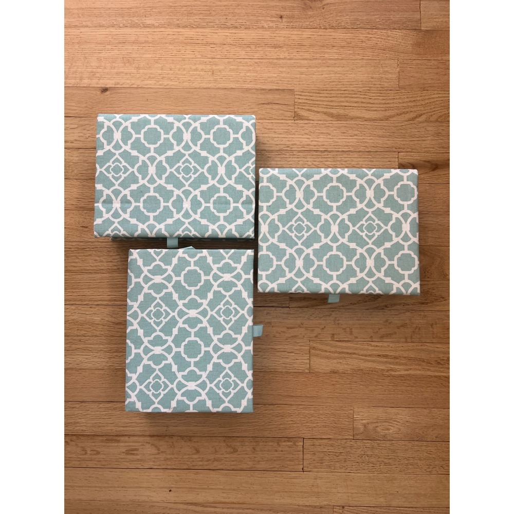Waverly Jewelry Box Organizer Set 3pc Teal White NEW